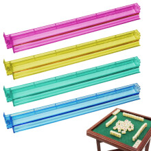 Mah Jongg Racks - Multicoloured Acrylic Tile Holders Set of 4, 2 in 1 Clear Mahjong Bowls for Board Games, Dominoes, Mexican Train
