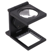 Metal Folding Fabric Inspection Magnifier with LED Light, 2X Magnification, Portable Thread Counter for Quality Control