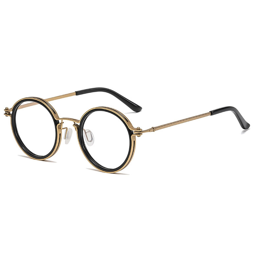 Gold Round Retro Reading Glasses For Men Women, Metal Frame, Anti-Blue Light Computer Readers, 1.5 Magnification