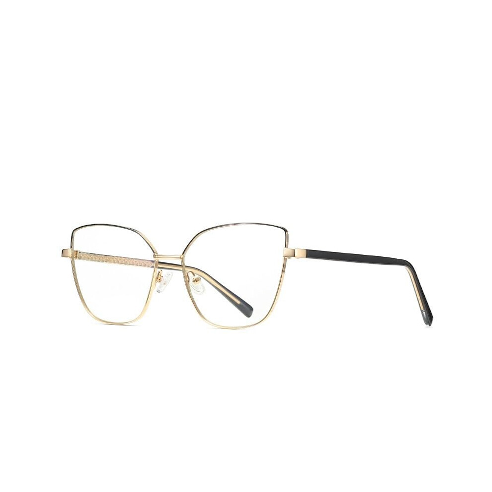 Oversized Reading Glasses for Women Cat Eye Style Anti-Glare Blue Light Blocking +0.00 Gold Flat Light Mirror