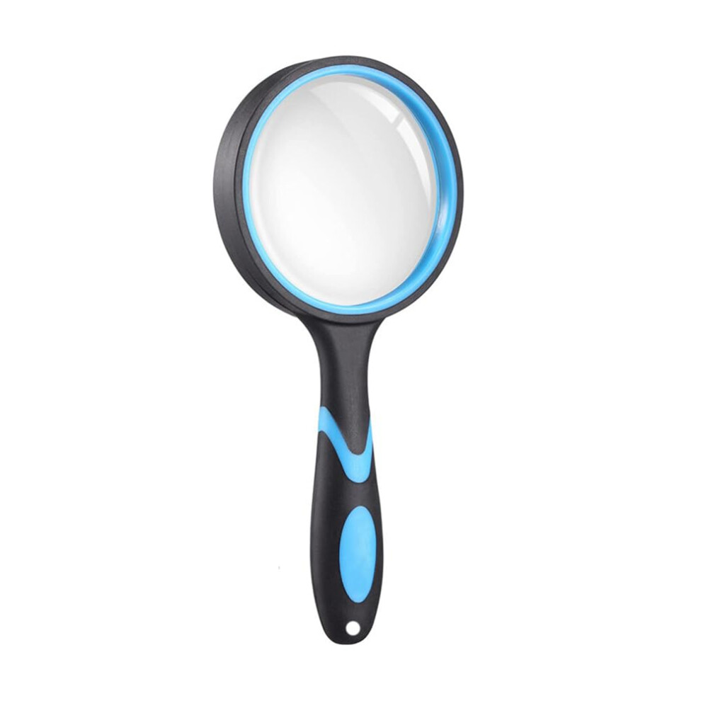 Blue/Black And 8X Magnifying Glass 75Mm Handheld Magnifier For Reading Coins Stamps Jewelry And Exploration