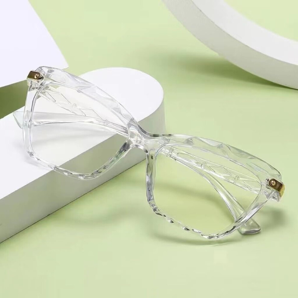 Blue Clear Vision Hd Computer Readers Glasses Cat Eye +0.00 Transparent Light Blocking Reading Glasses For Women