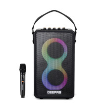 GEEPAS Karaoke Machine | Portable Bluetooth Speaker with UHF Wireless Microphone | Strong Bass RGB Lights BT5.3 USB/TF/AUX/FM/TWS