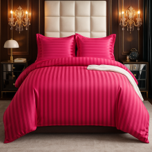 (Single, Pink) Stripe Duvet Cover 3pc-Hotel Quality Quilt Cover-Single, Double & King Size Bedding