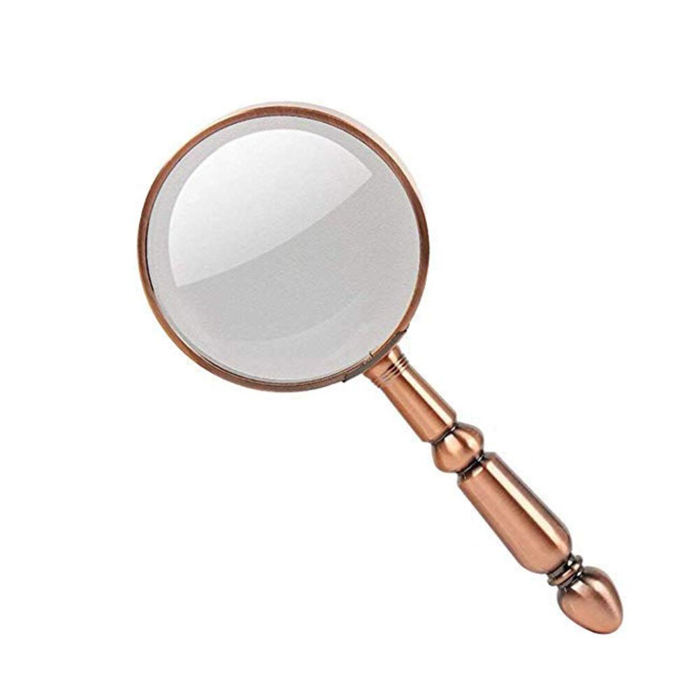 Bronze Magnifying Glass, Handheld Magnifier With Metal Handle, Ideal For Reading Maps And Newspapers