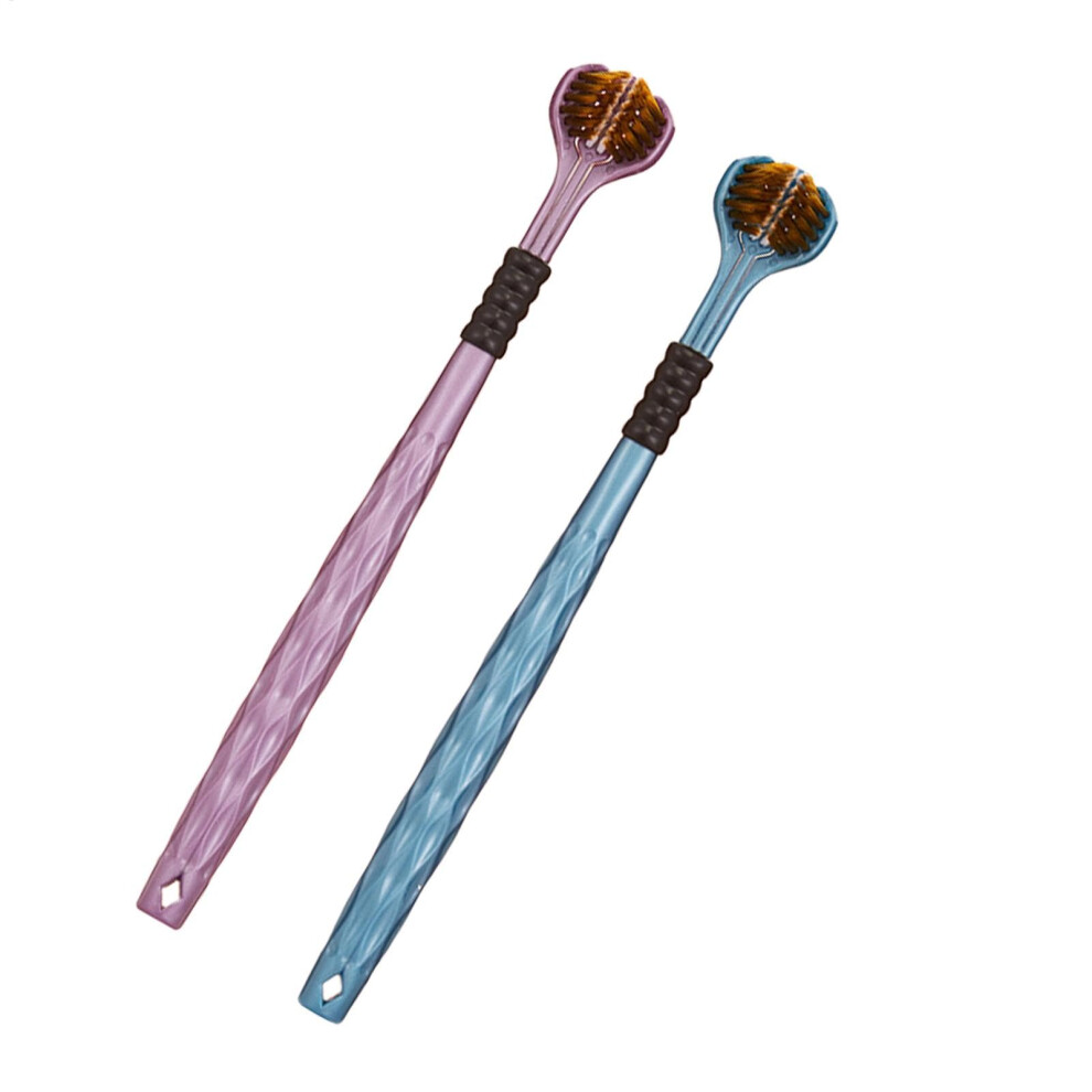 Three Sided Toothbrush Soft Bristle 7.5 Inch Medium Adult Toothbrush with 2 Sensory Features and Three Heads