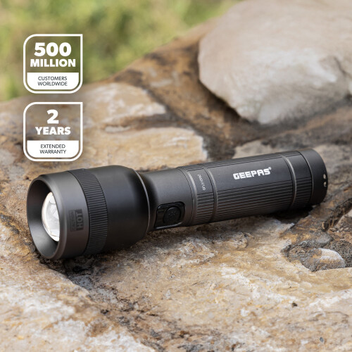 GEEPAS GEEPAS Zoomable LED Flashlight | 2000 Lumen Super Bright Powerful 4000mAh Battery Indicator Type-C Rechargeable 1