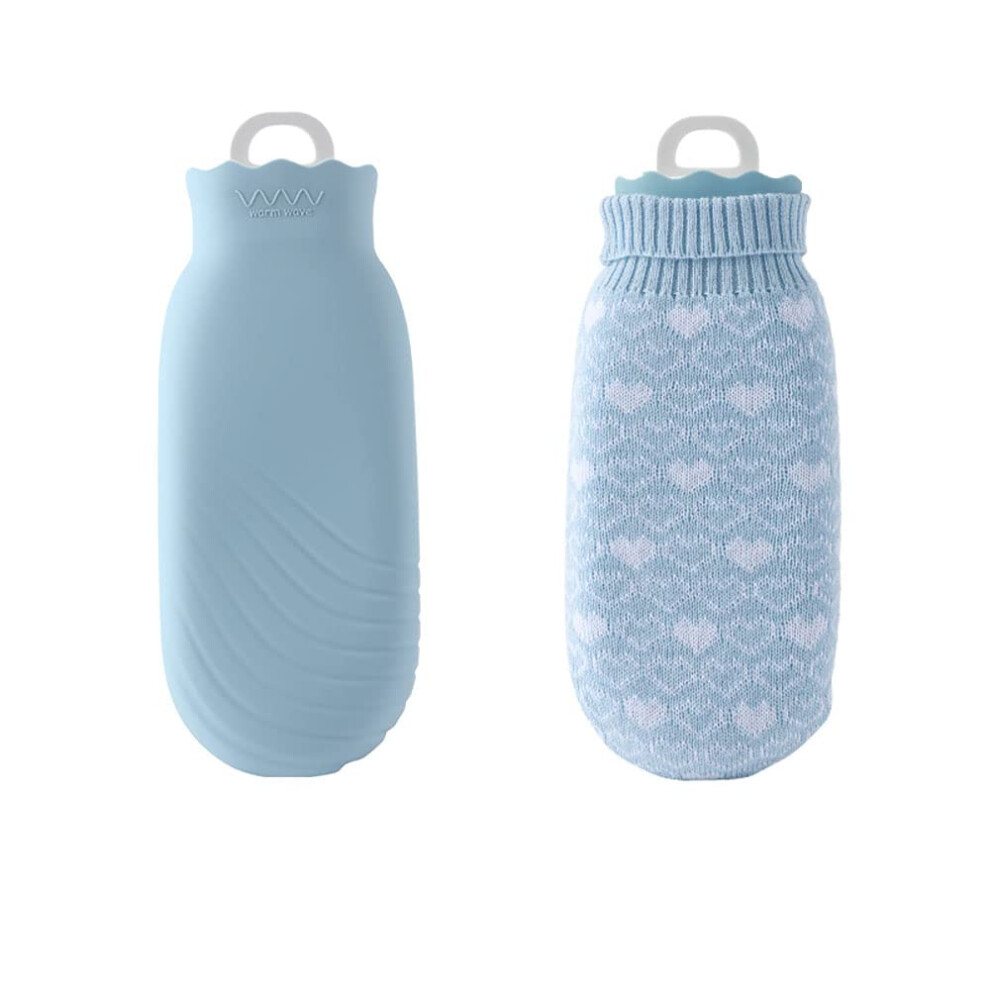 Rubber Hot Water Bottle With Soft Knitted Cover, 2L Leak-Proof Hot or Cold Compress for Pain Relief and Comfort