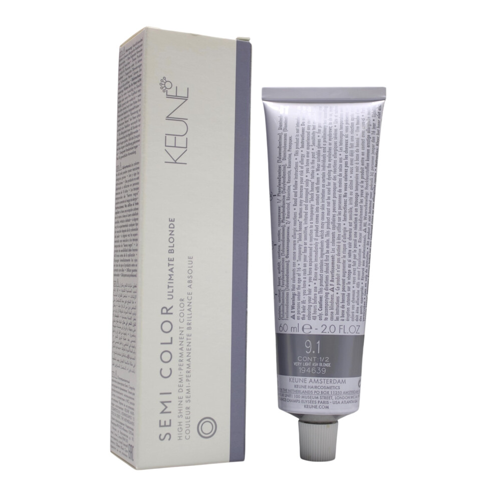 Keune Semi Color 9.1 Ultimate Blonde Demi-Permanent Color Very Light ASH Blonde 2 Oz-image-OPC-PK69PRY-NEW