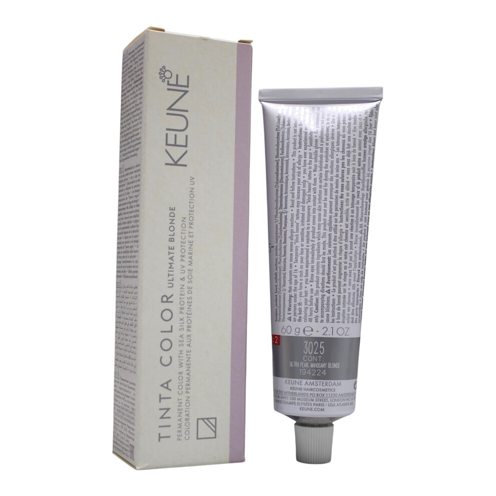 Keune White,Brown Tinta Color 3025 Permanent Color Ultimate Blonde Ultra Pearl Mahogany Blonde 2.1 Oz
