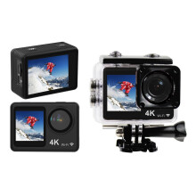 Robust 4K 60FPS 24MP WiFi Sports Cam - 170 Wide, Dual Screen, Anti-Shake, 30M Waterproof Dive Kit