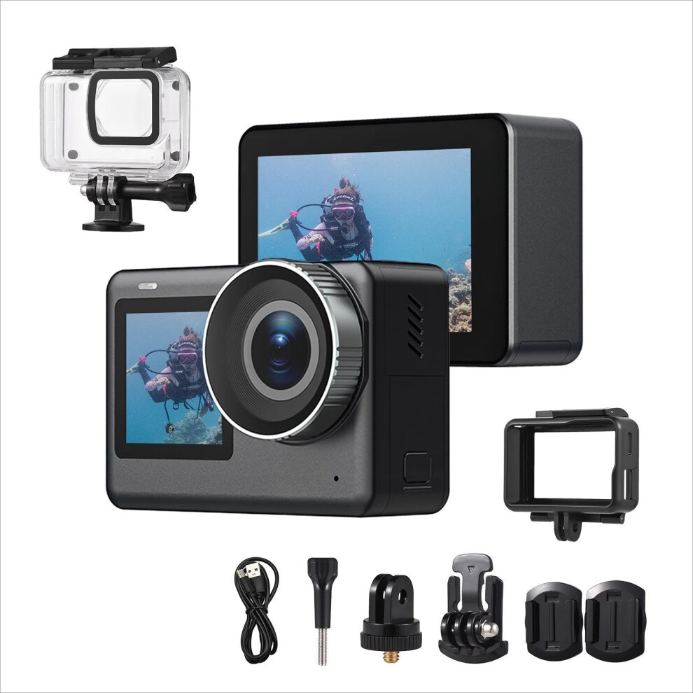 Dynamic 4K 20Mp Dual Touch Action Camera - Waterproof, Anti-Shake, Live Stream, Capture Every Moment 8727971924112