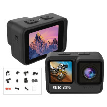 Ultimate 4K 60FPS 24MP WiFi Sports Cam - 170 Wide, Dual Touch, Anti-Shake, 21M Body Waterproof