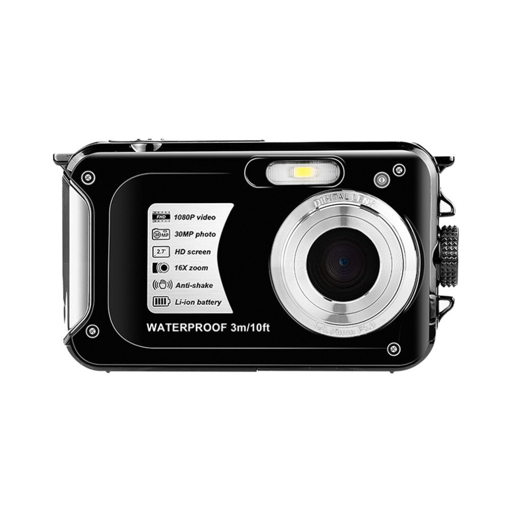 (Black) Deep Dive 1080P Uhd Action Cam - 2.7" Tft, 30Mp, Anti-Shake, 3M Underwater, 16X Zoom, 128Gb Tf Black 8727971924037