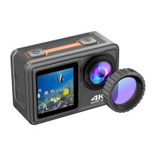 Pro-Grade 4K 24MP Dual Screen Sports DV - 170 Wide, EIS, 40M Waterproof, WiFi, Pro Lens Filters