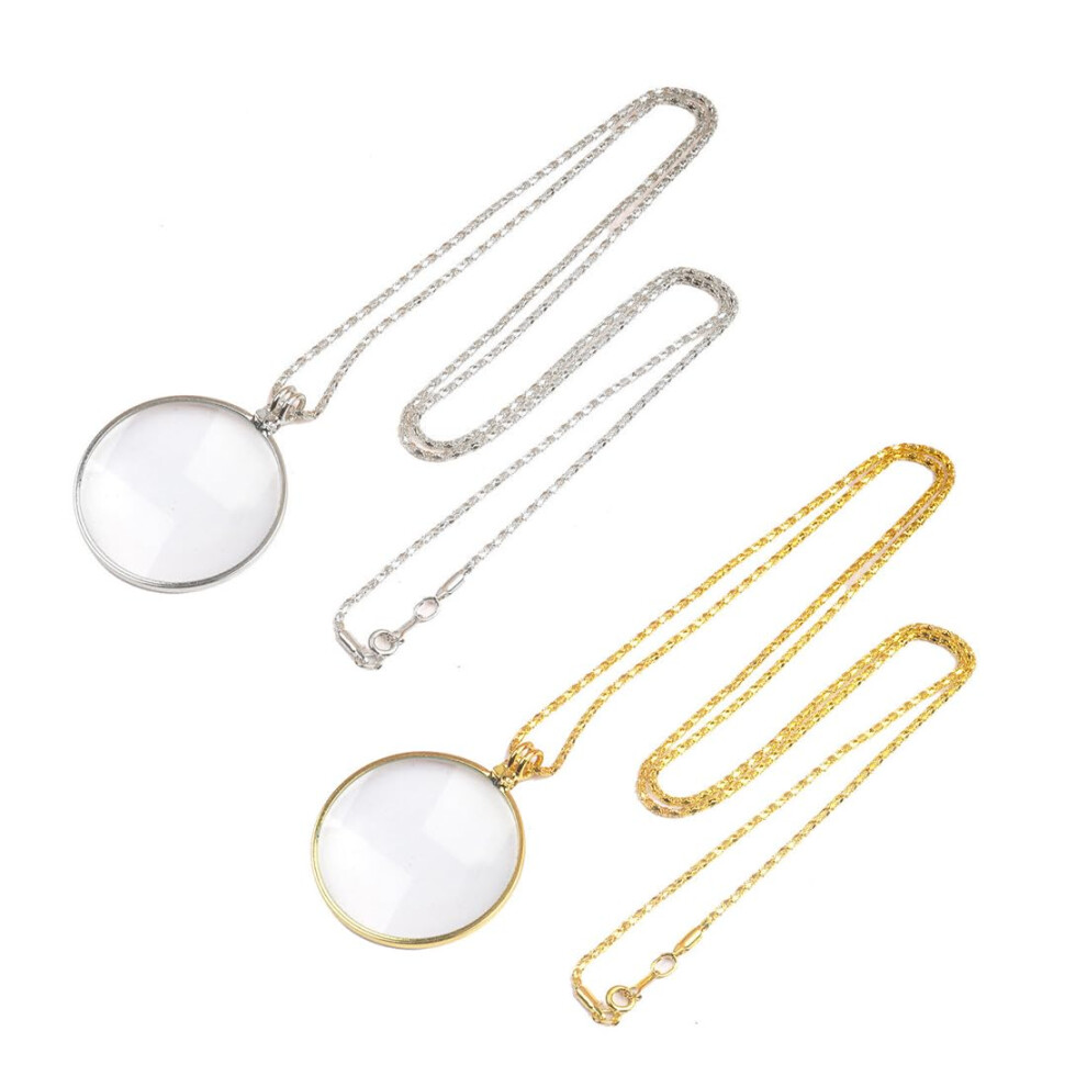 Gold Hanging Magnifying Glass 5X Monocle With Alloy Necklace Pendant Chain For Reading And Cosplay Accessories Finish