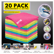20 pack Microfibre Cleaning Cloth 30x30cm- Kitchen, Cars, Mirrors, Furniture