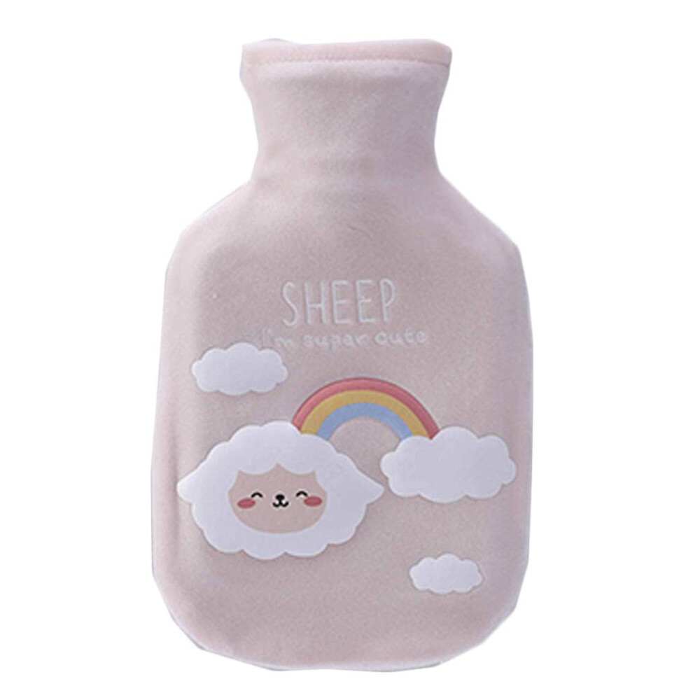 Sheep Pattern Hot Water Bottle Bag Hand Warmer for Winter Abdominal Pain Relief, Soft Material, 2L Size