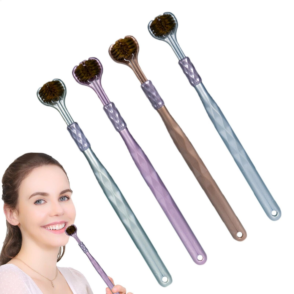 Triple Action Toothbrushes for Adults and Children - Soft Non-Slip Three-Sided Toothbrush with Triple Head Design
