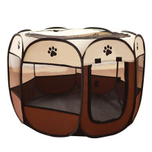 Portable Pet Playpen, Foldable Indoor/Outdoor Playpen with Removable Sun Protection for Small Pets (Size: Small)