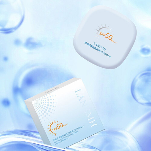 (White) Lanemh Sunscreen Light Concealer Powder Foundation Makeup Touch-up Oil Control 2