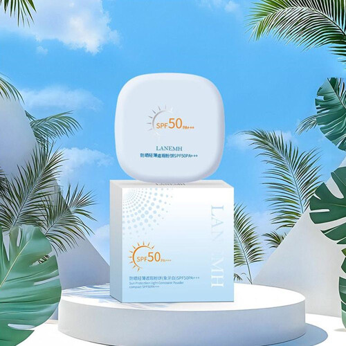 (White) Lanemh Sunscreen Light Concealer Powder Foundation Makeup Touch-up Oil Control 1