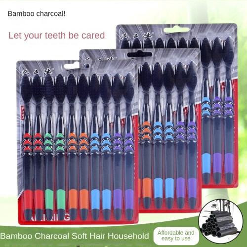 New 10-pack Bamboo Charcoal Toothbrush Deep Cleaning Brush Between Teeth For 1
