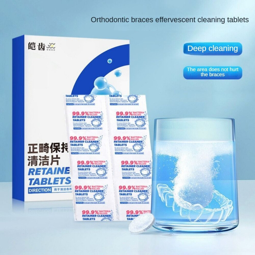 (#A 30PCS/Box) Denture Retainer Cleaning Tablets, Invisible Braces Cleaning Effervescent