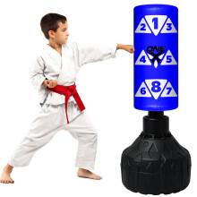 (BLUE) Boxing Freestanding Punch Bag Kids Kickboxing Training MMA