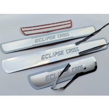(Silver) For Mitsubishi Eclipse Cross Door Sill Protector Scuff Plate Car Pedal Styling Guards Accessories Stickers Trim 2019 2020 2023