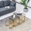 AINPECCA (Gold ) 3Pcs Nesting Table Sets Glass End Table 9