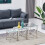 AINPECCA (Silver Clear) 3Pcs Nesting Table Sets Glass End Table 3