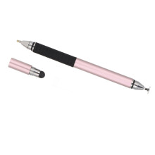 Kompakter tragbarer Stylus-Stift mit 2 Funktionen für iOS-Tablet, Kindle, Galaxy – Pink