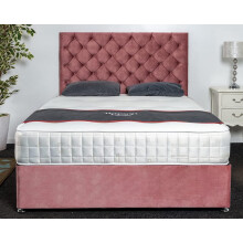 (4ft (Small Double), Pink Plush) Athens Divan Bed Set + 10" Ortho Sensation Mattress + 24" Matching Headboard
