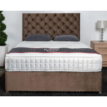 (4ft (Small Double), Mink Plush) Athens Divan Bed Set + 10" Ortho Sensation Mattress + 24" Matching Headboard