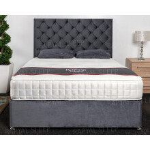 (6ft (Super King Size), Grey Plush) Athens Divan Bed Set + 10" Ortho Sensation Mattress + 24" Matching Headboard
