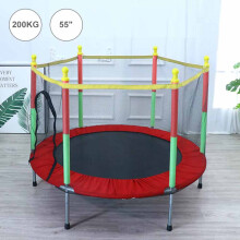 55" Kids Trampoline With Safety Net Enclosure Outdoor Garden Toy