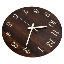 Retro-Wanduhr aus Holz, Silenzquarz, Leuchtend, 3D-Design