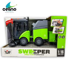 Street Sweeper Truck Toy Kids City Vehicle Lights Sound Friction Power