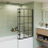 NES Home Nes Home Reversible 1400 x 830mm Tempered Glass Grid Bath Screen Matte Black 1
