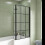 NES Home Nes Home Reversible 1400 x 830mm Tempered Glass Grid Bath Screen Matte Black 3
