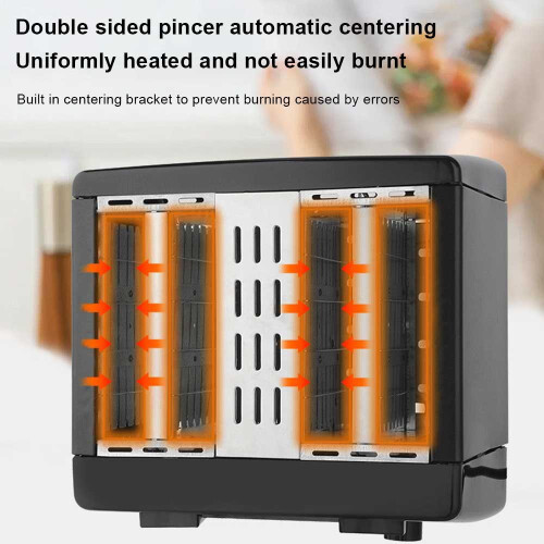 1300W 4 Slice Bread Metal Wall Toaster 6 Level Control Crumb Tray 1