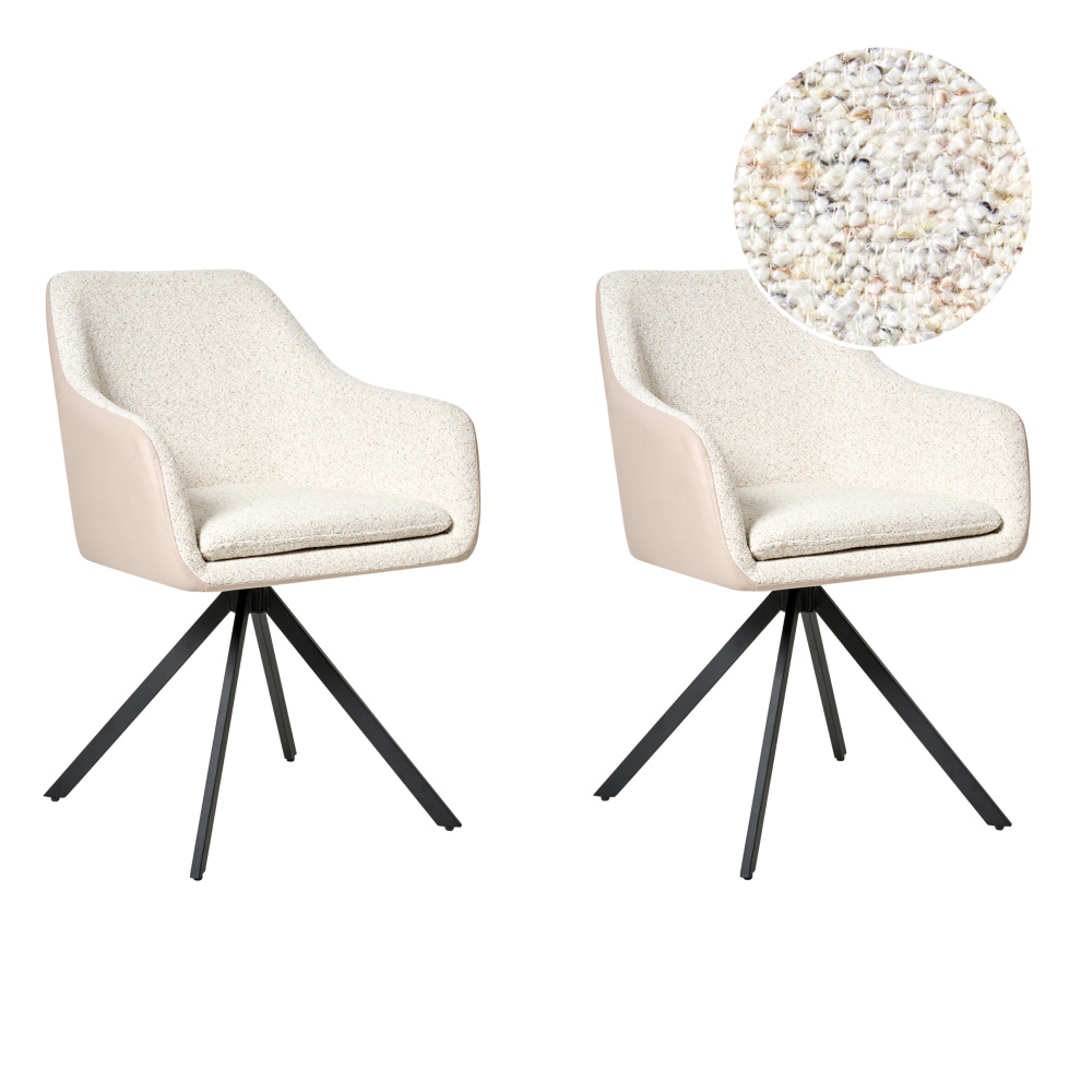 Set of 2 Dining Chairs LITHIA Boucle Light Beige