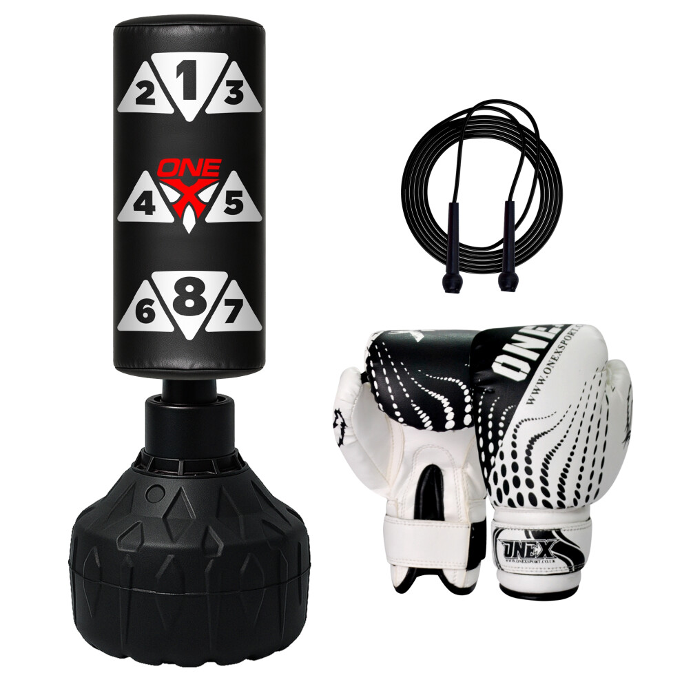 Onex Freestanding Boxing Bag Punching Kickboxing With Boxing Gloves & Jump Rope