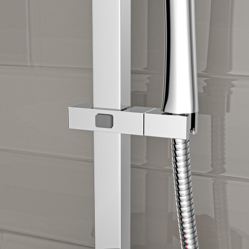 NES Home Nes Home Square ABS Adjustable Showerhead Holder Slider Bracket Chrome