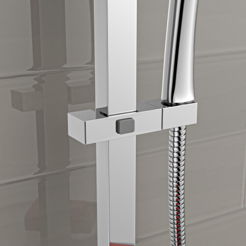 NES Home Nes Home Square ABS Adjustable Showerhead Holder Slider Bracket Chrome 2