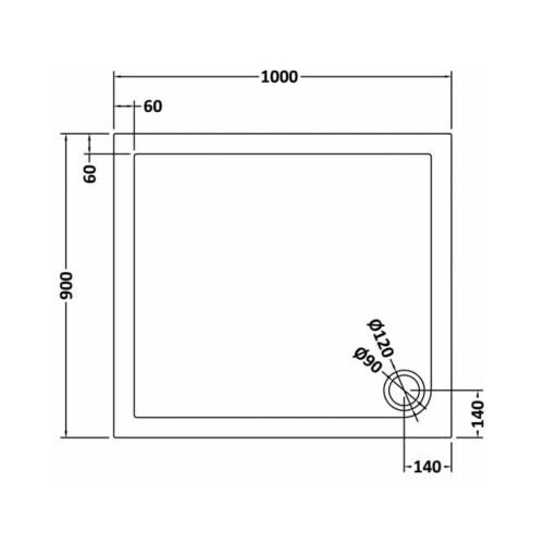 NES Home Slim 1000 x 900 mm Slate Grey Rectangular Polyurethane Resin Shower Tray 2