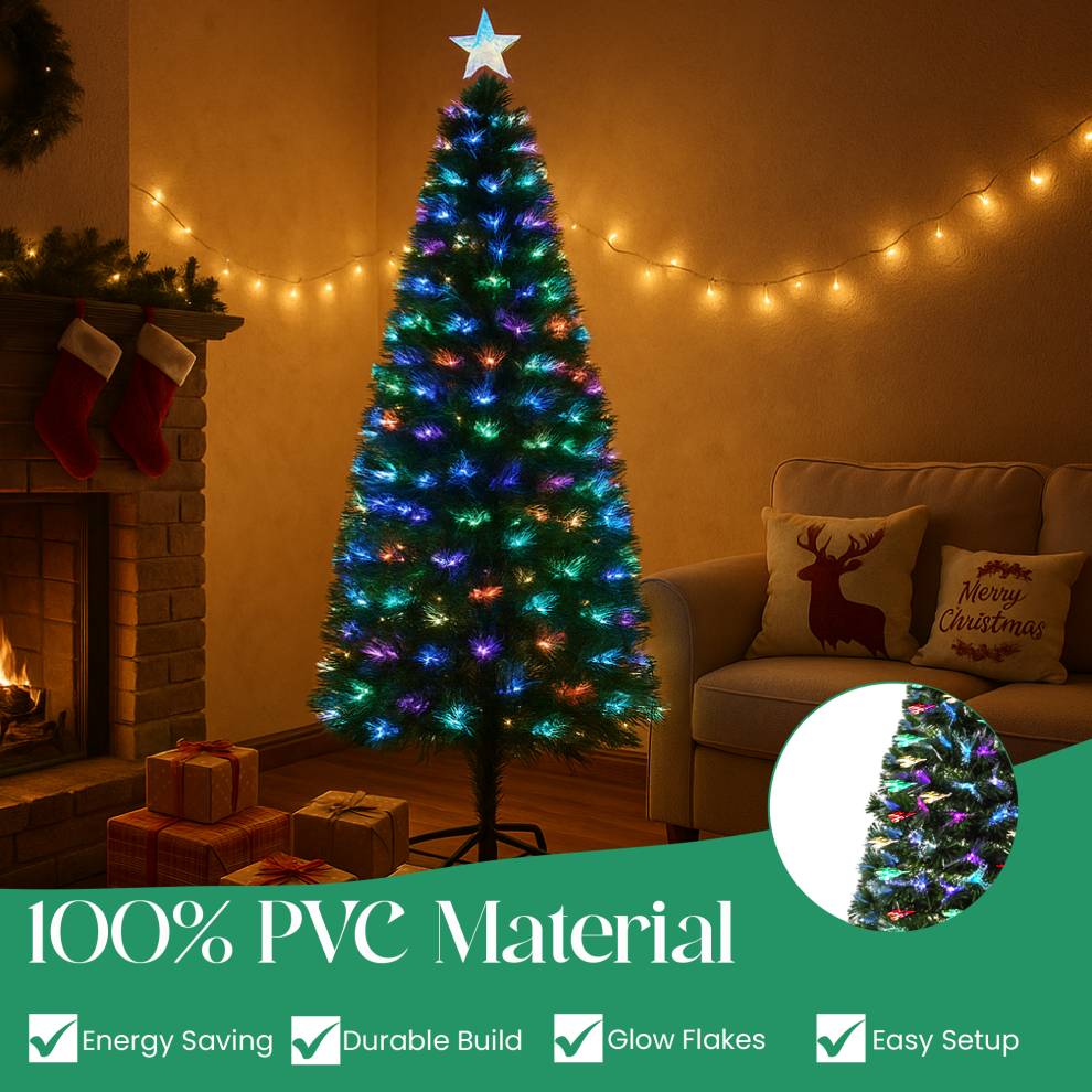 Homion (150Cm) Fibre Optic Christmas Xmas Tree Prelit Green