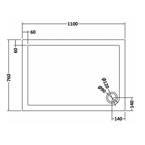 Slim 1100 x 760 mm Rectangular Polyurethane Resin Shower Tray Slate Grey 2