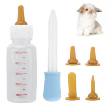 Kleine Tiernahrung-Flasche für Welpen, Kätzchen & Eichhörnchen, 120ml, Braun & Blau